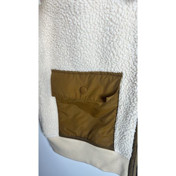 Madewell Cream Sherpa Utility Jacket with Brown Pocket Accents - Picture 10 of 12